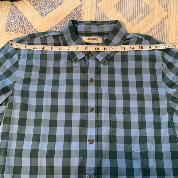 Men’s Brand New Goodthreads Poplin Button-down Shirt Size MT Slim in Blue Check. - Picture 4 of 10